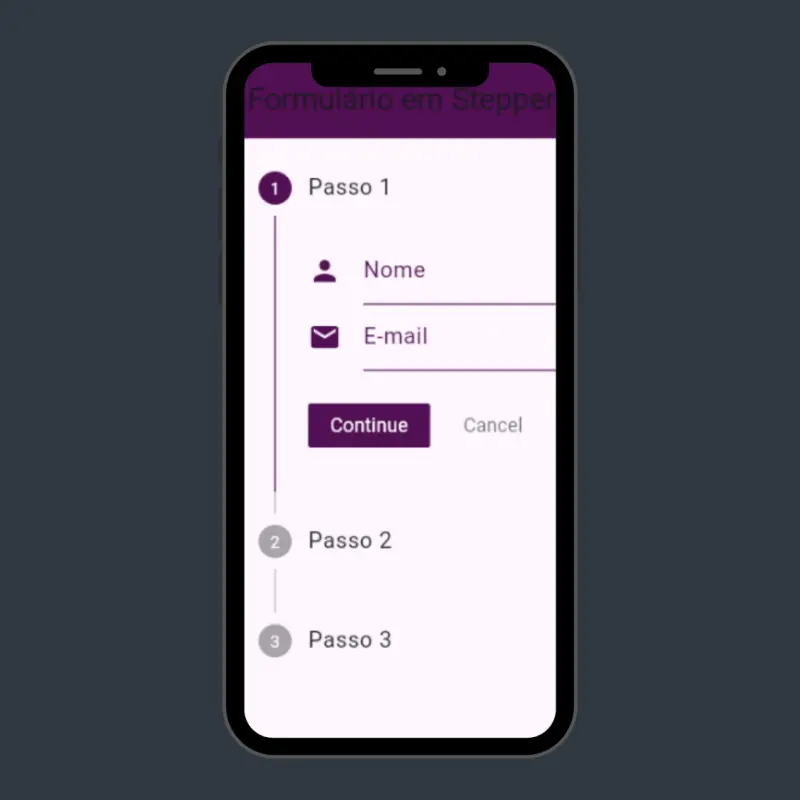 Mockup do projeto Formulário em Stepper